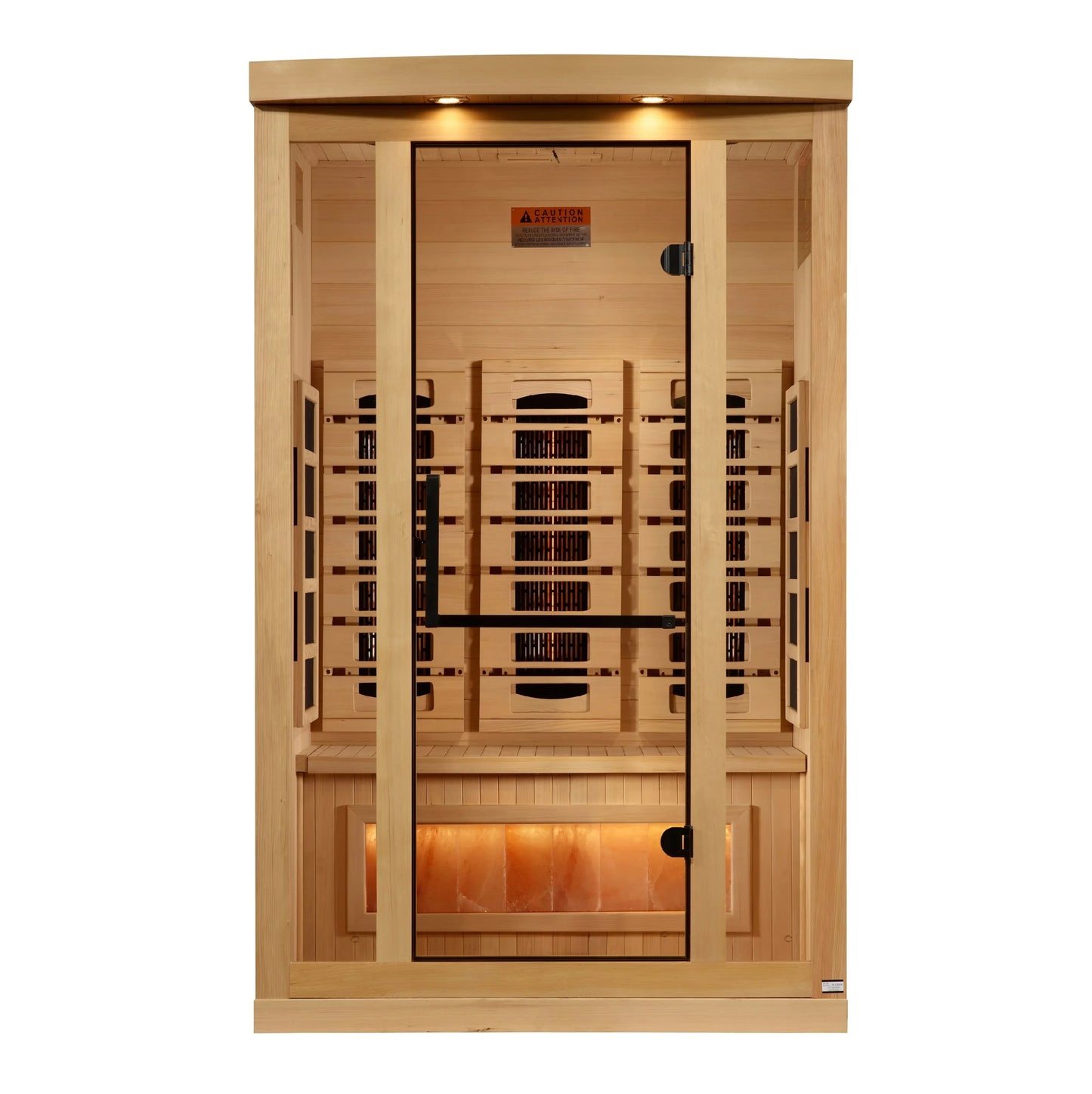 Golden Designs 2-Person Full Spectrum PureTech™ Near Zero EMF FAR Infrared Sauna with Himalayan Salt Bar