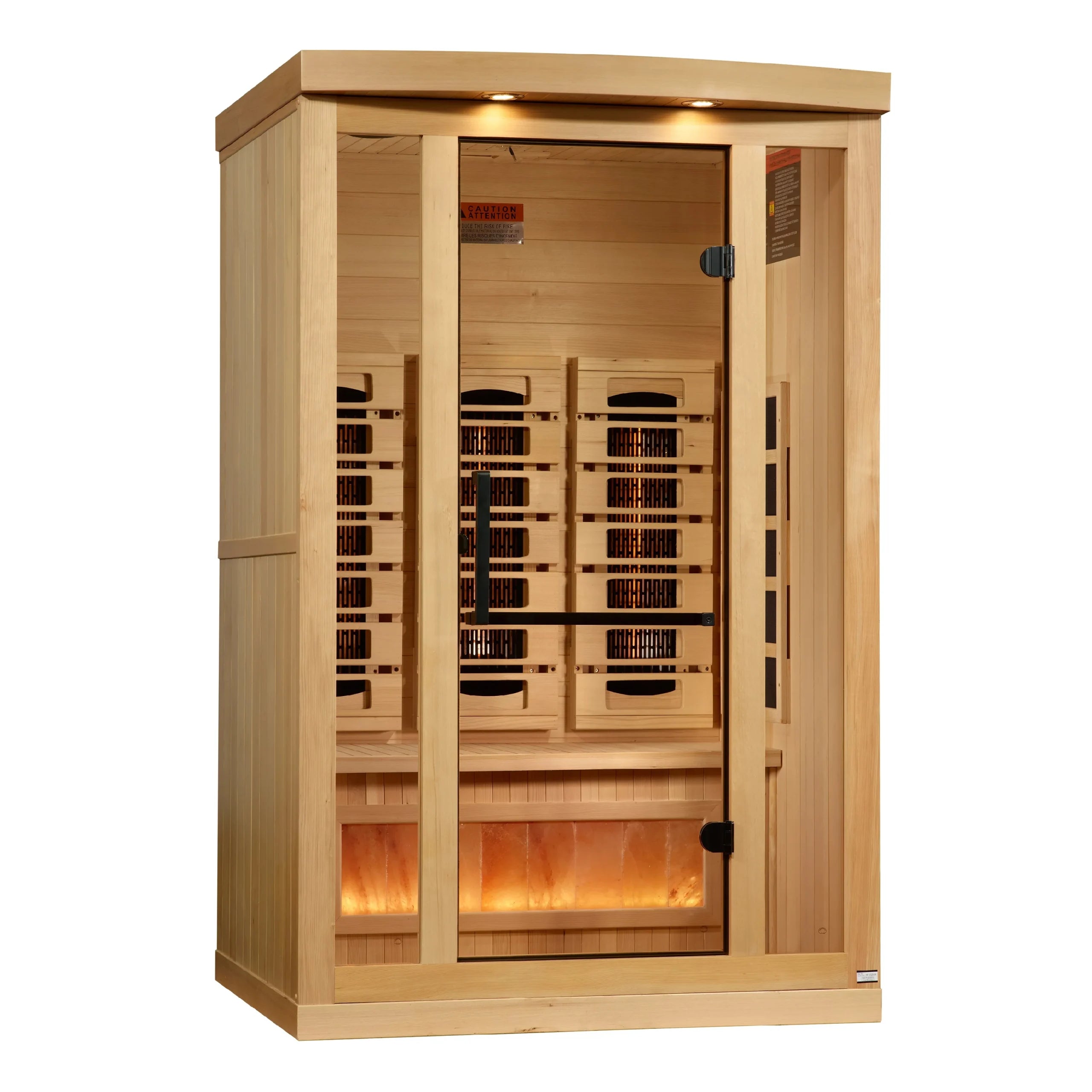 Golden Designs 2-Person Full Spectrum PureTech™ Near Zero EMF FAR Infrared Sauna with Himalayan Salt Bar