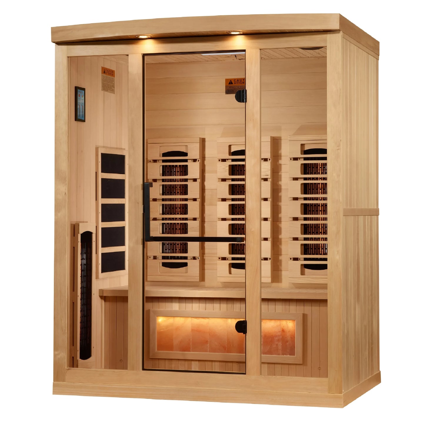 Golden Designs 3-Person Full Spectrum PureTech™ Near Zero EMF FAR Infrared Sauna with Himalayan Salt Bar