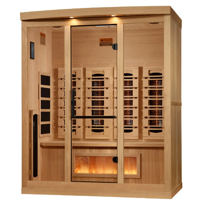 Golden Designs 4-Person Full Spectrum PureTech™ Near Zero EMF FAR Infrared Sauna with Himalayan Salt Bar