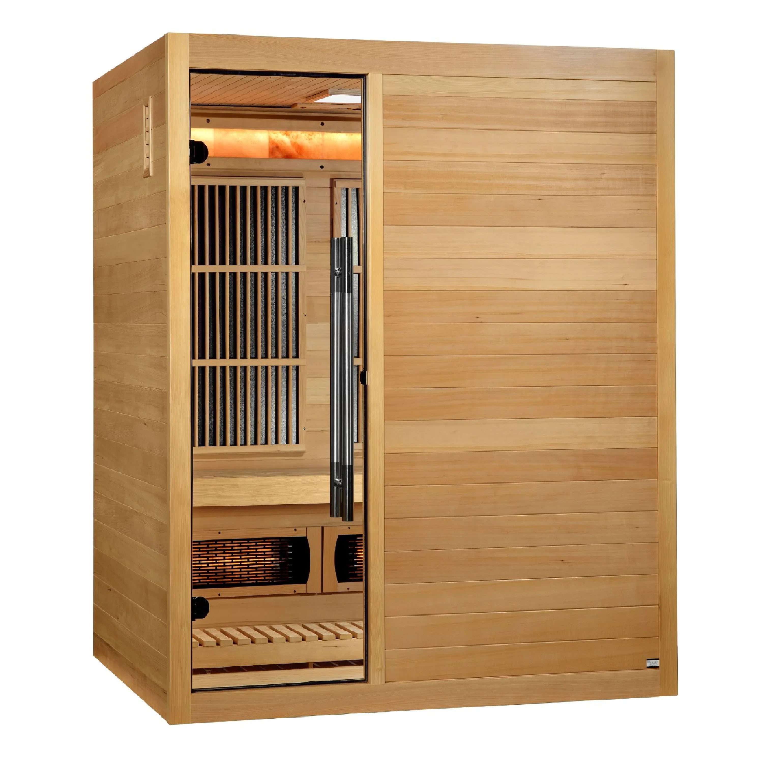 Golden Designs 3-Person Hybrid Indoor Sauna - Full Spectrum and Harvia Traditional Stove